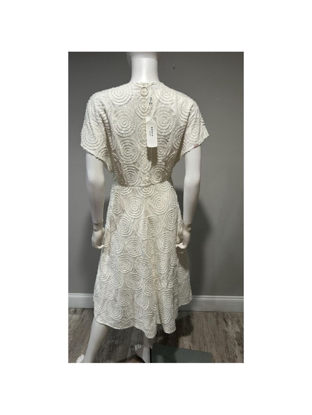 Akris Punto Cream Circle Loop Embroidery Dress Size 6 ** no belt - Picture 9 of 9